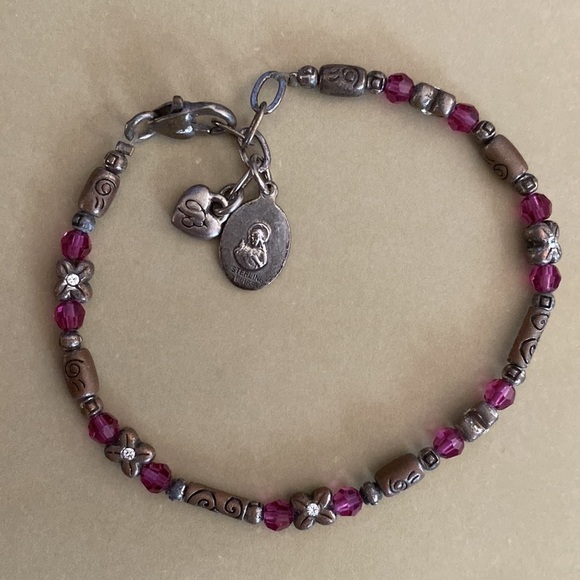 BRIGHTON vintage rosary purple and silver petite bracelet‎ - Picture 3 of 3